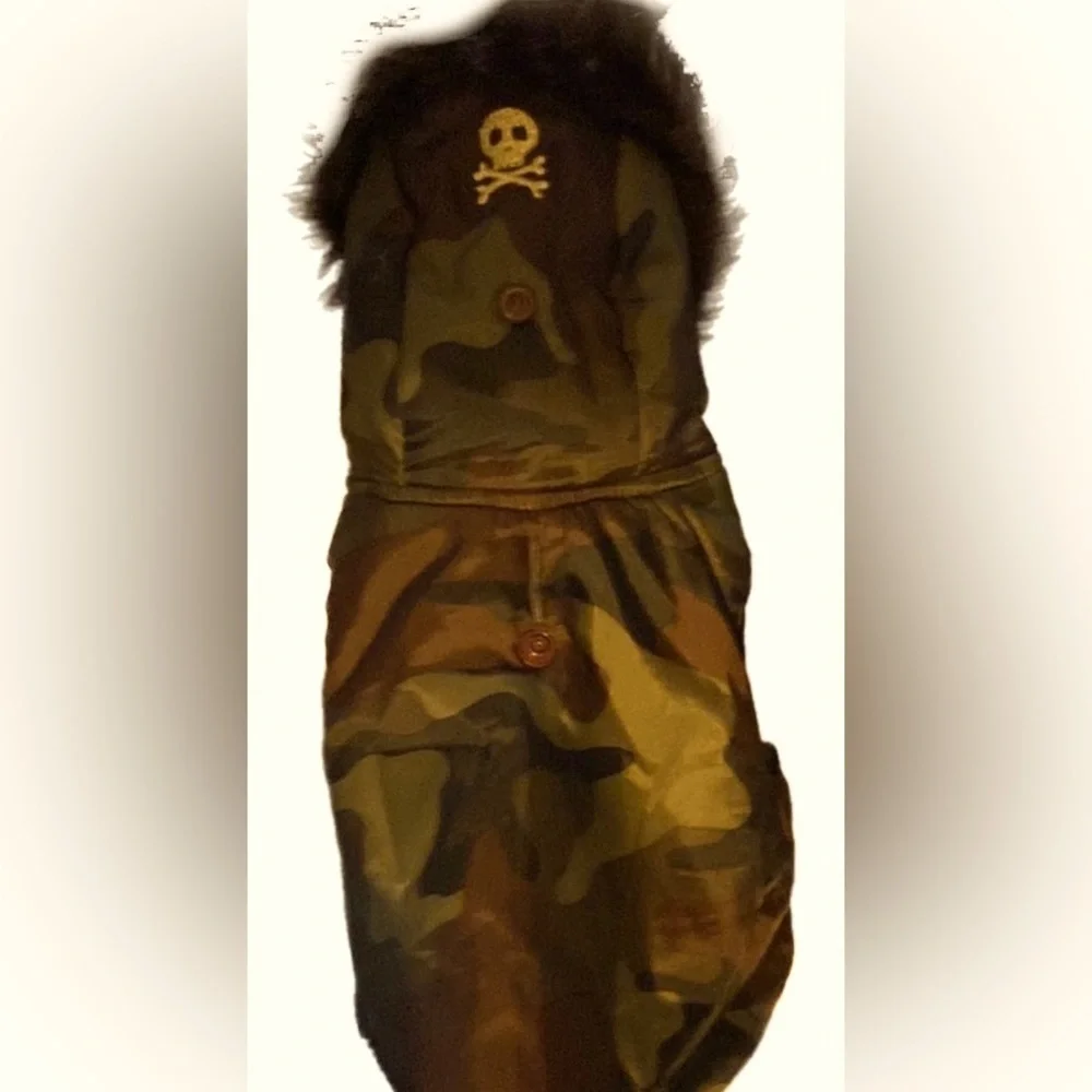 Simply Dog Vest, Camo, Faux Fur, Hoodie, Convertible, Snap back hood​​,Warmth